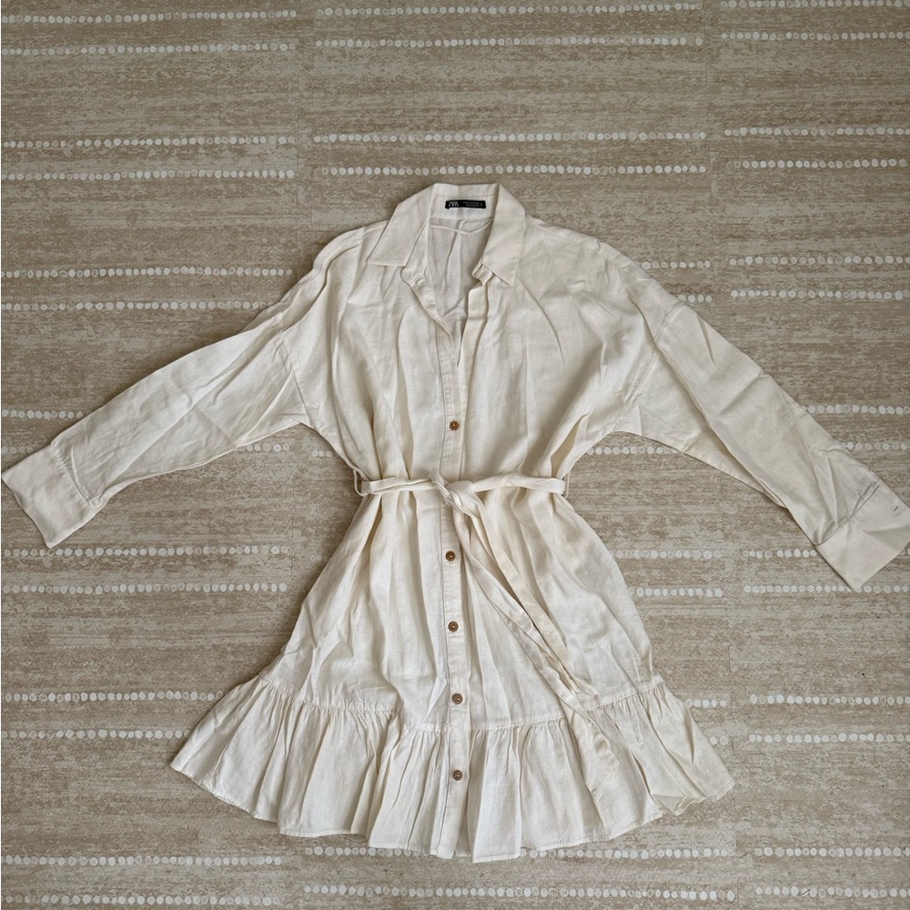 Zara Off-White Textured Dress
